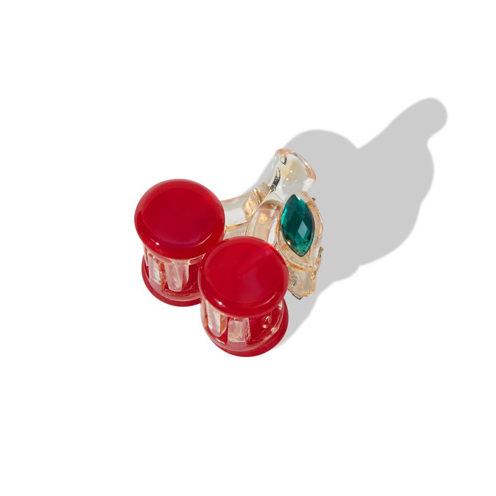 Alorar cherry mini hair claw with a vibrant cherry design, perfect for securing hair in stylish updos.