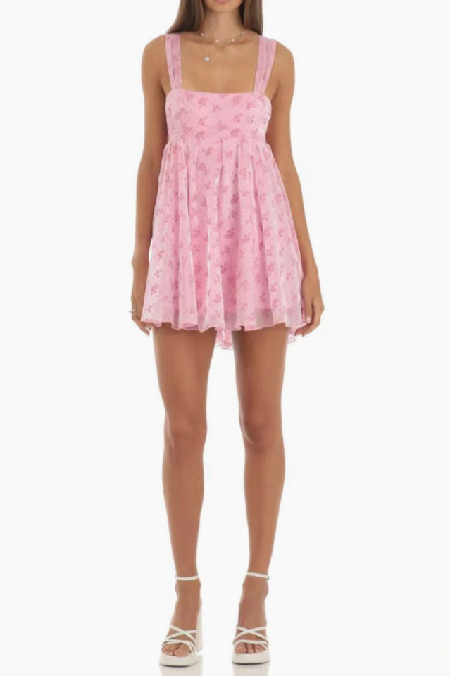 Women's Floral Organza Baby Doll Dress