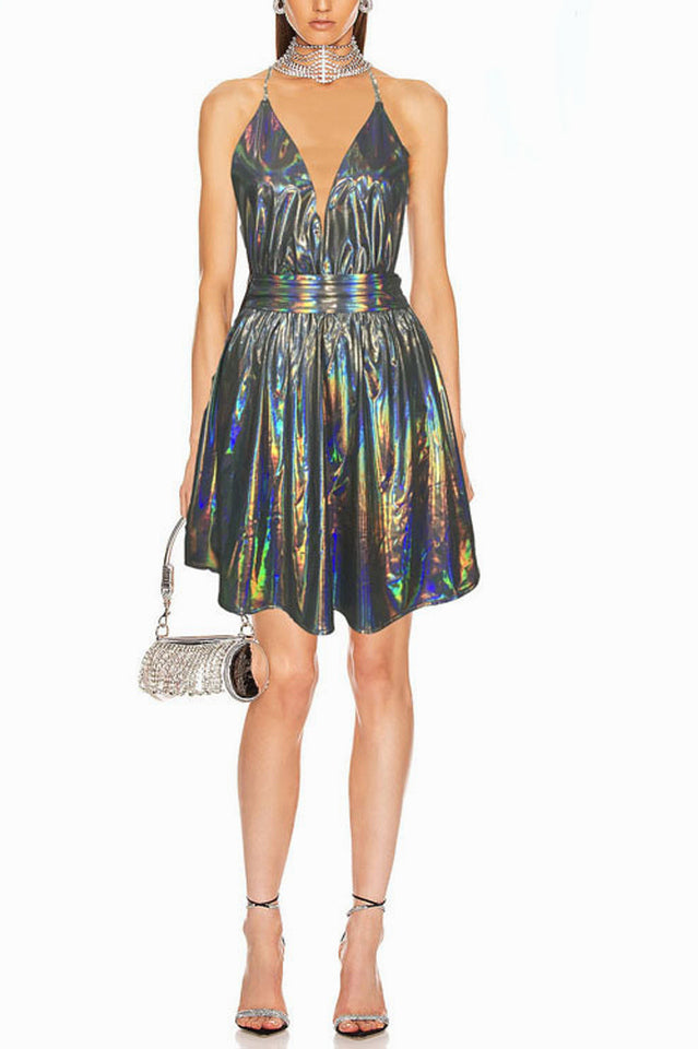Women's Laser Sparkle Backless Dress