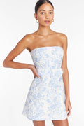 Women's Fae Dress in Toile Brocade Blue Print