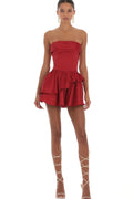 Women's Corset Strapless Dress in Red