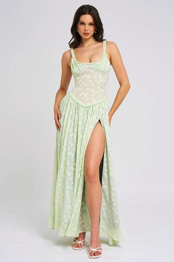 Women's Jacquard Maxi Dress Green