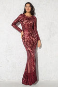 Women's Paisley Elegant Evening Dress Red