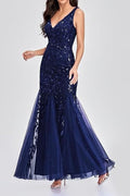 Women's Embroidered Sequins Mermaid Prom Dress