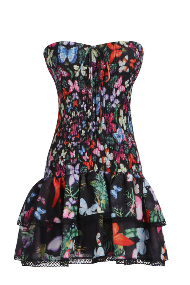 Women's Naja Layered Printed Mini Dress Black