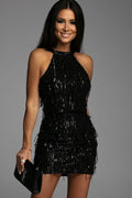Women's Havera Tassel Sequin Mini Dress Black