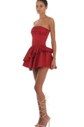 Women's Corset Strapless Dress in Red