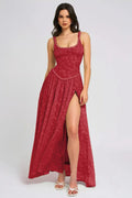 Women's Jacquard Maxi Dress Red