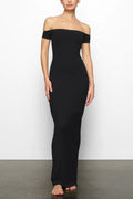 Women's SKIMS Soft Lounge Off-Shoulder Slip Dress Black