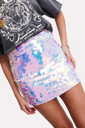 Women's Oval Sequin Mini Skirt Blush