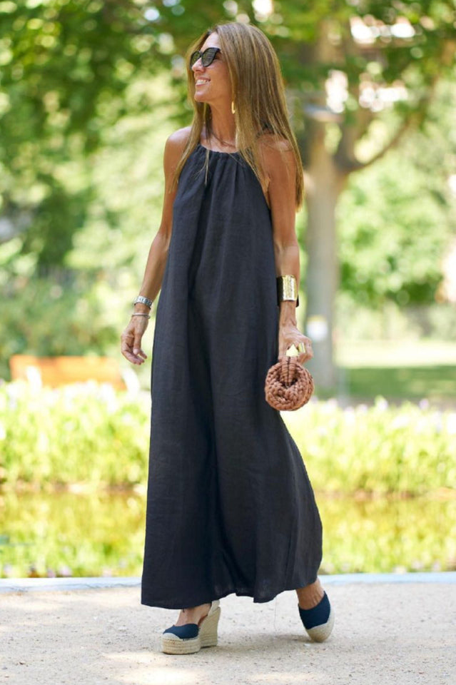 Women's Basic Casual Outdoor Halter Dress Black