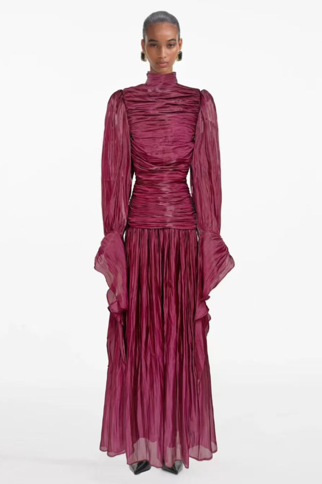 Women's Kinsley Ruched Bodice Maxi Dress Burgundy