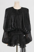Women's Ruffled Mini Dress With Flowing Silhouette Black