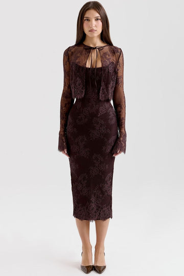 Women's Larra Lace Tie Neck Midi Dress 1#