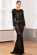 Women's Paisley Elegant Evening Dress Black