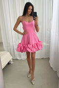 Women's Backless Bustier Mini Dress Pink