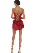 Women's Corset Strapless Dress in Red