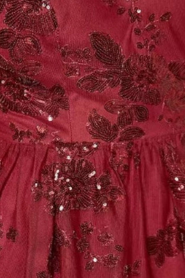 Women's Burgundy Sequins Backless Mini Dress