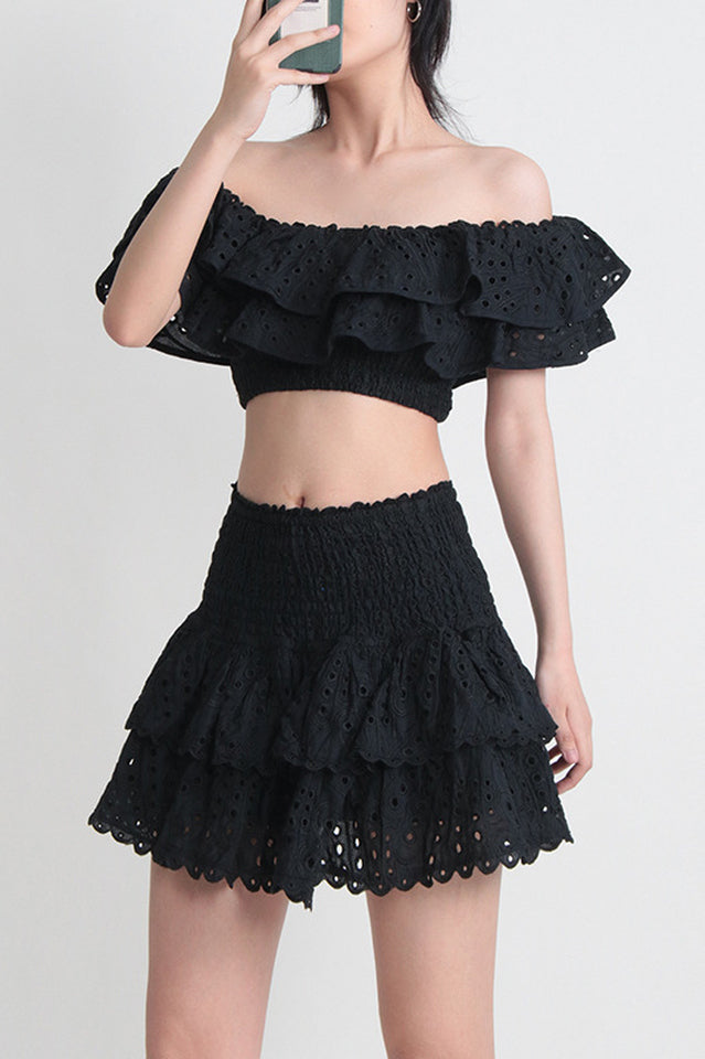 Women's Jessica Bara Vanessa Ruffle Set Black