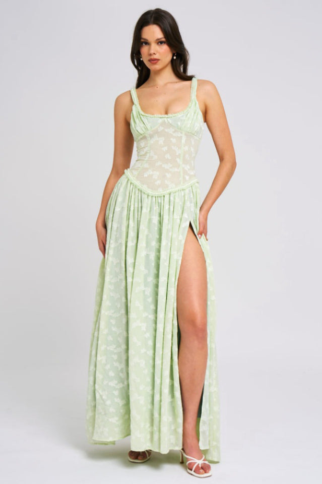 Women's Jacquard Maxi Dress Green
