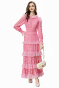 Women's Textured Maxi Dress With Long Sleeves