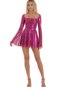 Women's Lulus Sequin Long Sleeve Dress