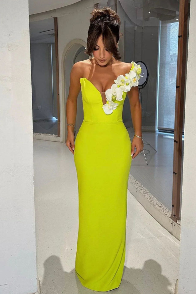 Women's Floral One Shoulder Maxi Dress