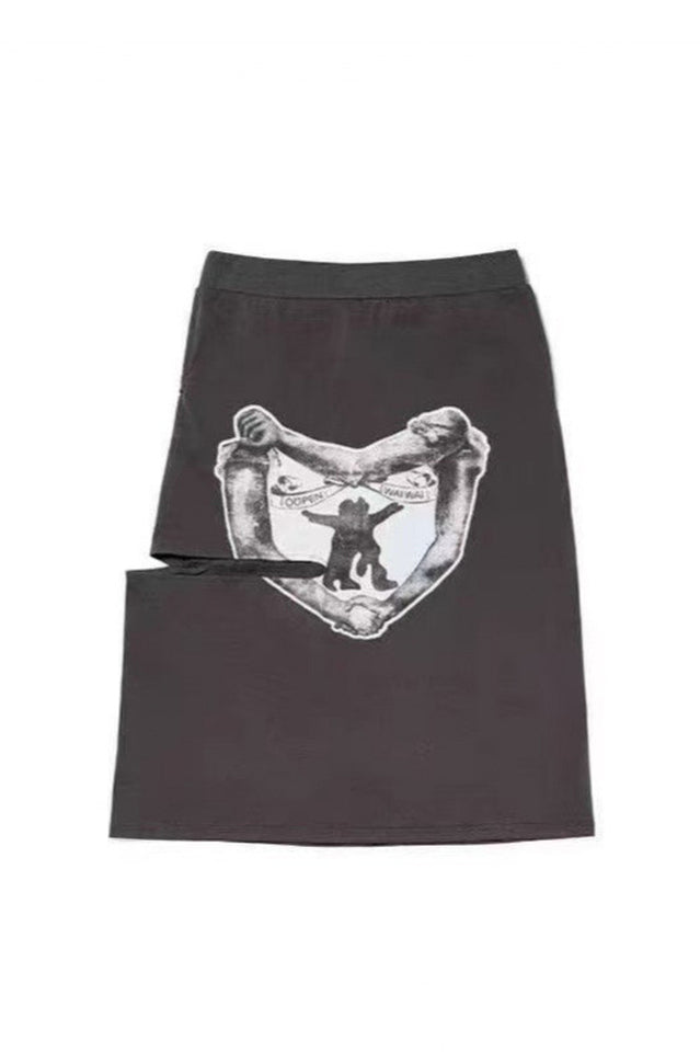 Women's Alorar Hug & Heart Cutout Skirt Gray
