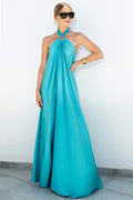 Women's Ofelia Halter Loop Maxi Dress Aqua