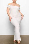 Women's SKIMS Soft Lounge Off-Shoulder Slip Dress White