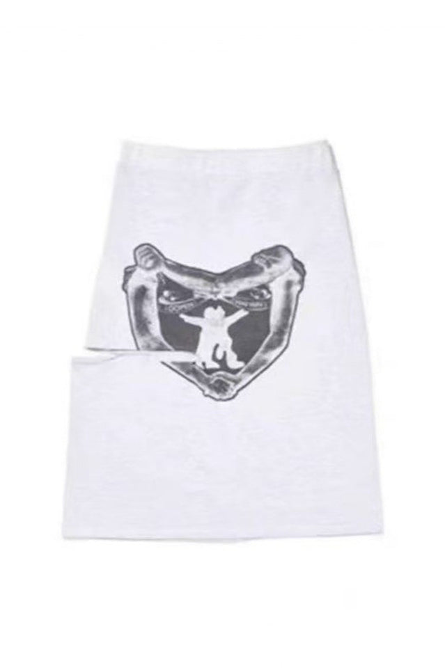 Women's Alorar Hug & Heart Cutout Skirt Light Gray