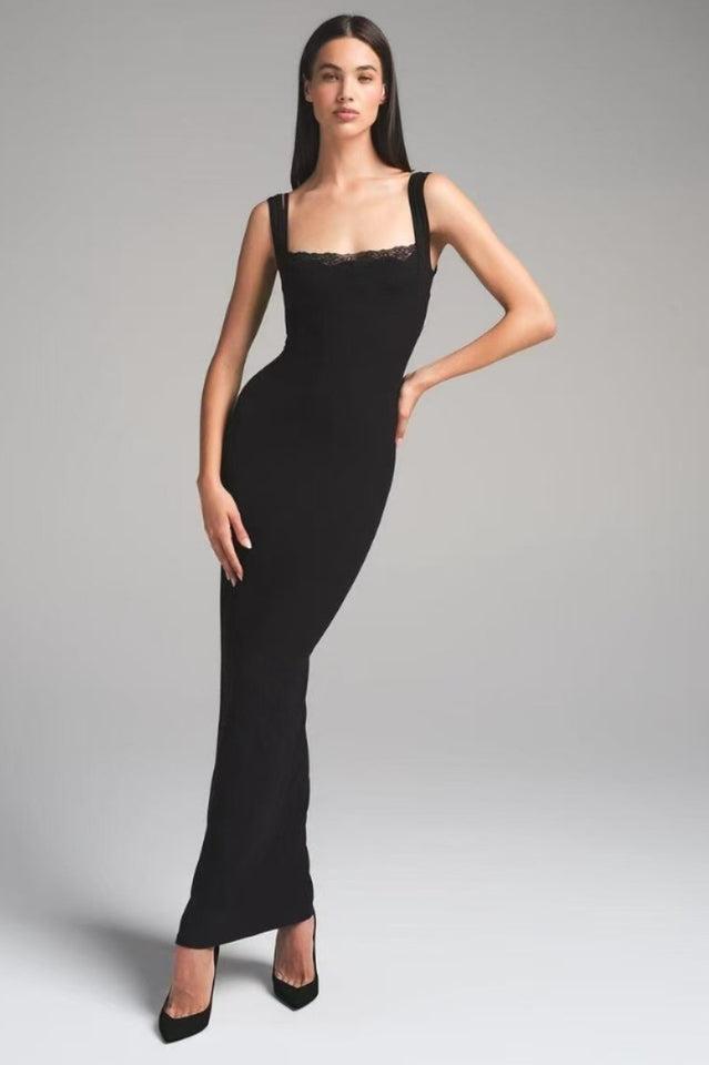 Women's SKIMS Soft Lounge Lace Tank Dress Black