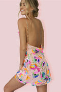 Women's Fanny Embroidered Sequins Backless Mini Dress