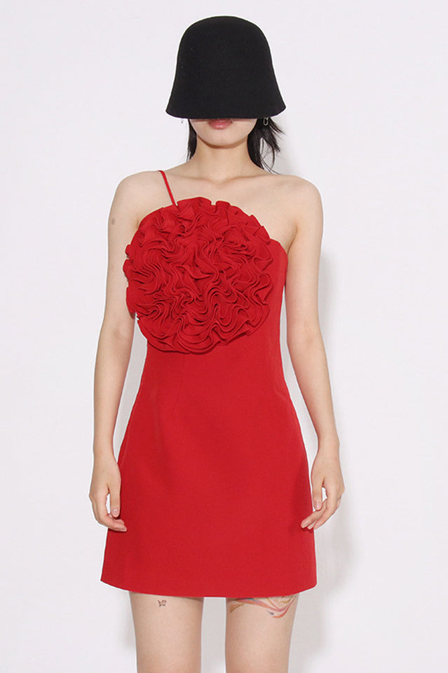 Women's Floral Appliqué Gabardine Mini Dress