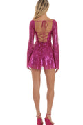 Women's Lulus Sequin Long Sleeve Dress