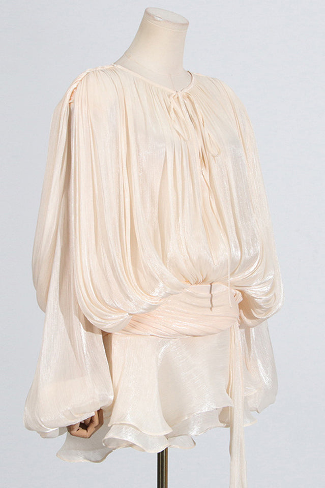 Women's Ruffled Mini Dress With Flowing Silhouette Ivory