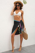 Women's Tassel Patched Irregular One Piece Beach Skirt