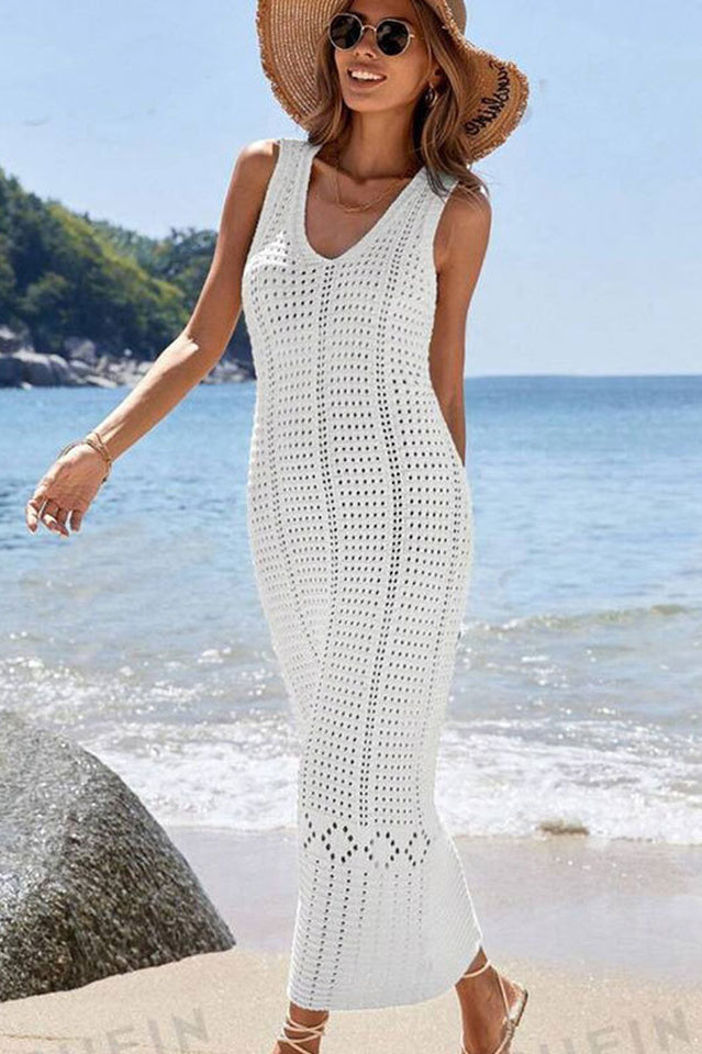 Women's Hollow Out Sleeveless Sweater Dress