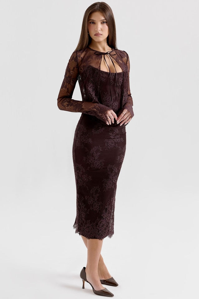 Women's Larra Lace Tie Neck Midi Dress 1#