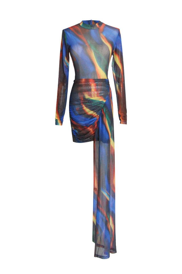 Women's Nasya Multi Color Pleat Dress Blue