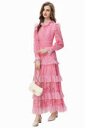 Women's Textured Maxi Dress With Long Sleeves