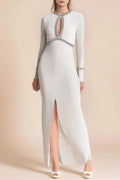 Women's Figure Form Knit Keyhole Maxi Dress White