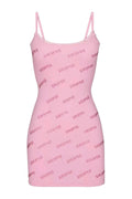 Women's Rhinestone Logo Pointelle Mini Slip Dress Pink