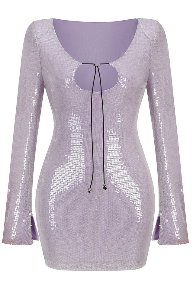 Women's Solaria Sequined Tulle Mini Dress Lavender