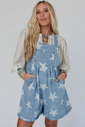 Women's You're a Star Wide Leg Overalls Blue