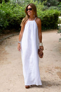 Women's Basic Casual Outdoor Halter Dress White