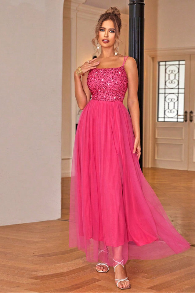 Women's Lace-Up Backless Mesh Dress Champagne