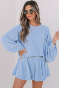 Women's Casual Knit Skirt Set Blue