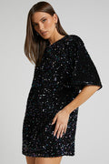 Women's Velour Sequins Mini Dress