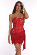 Women's Lace Corset Draped Mini Dress